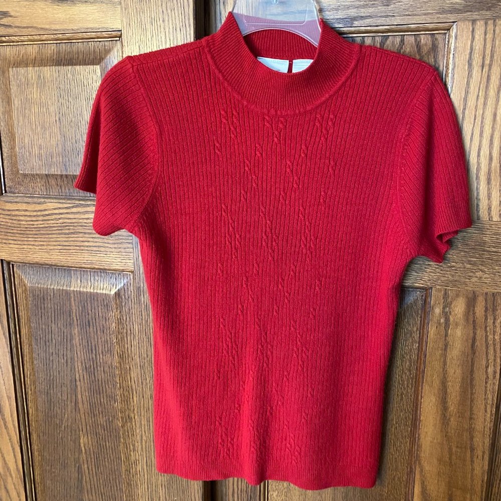 Villager Women Red Mock Neck Sweater Liz Claiborne
